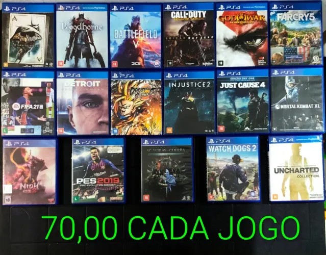 Jogos PS4 70,00 Reais CADA - Ac cartão e Olx pay temos outros jogos