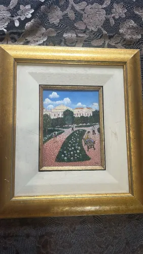  Quadro autêntico óleo sobre tela - artista Doval (Com Moldura Dourada)