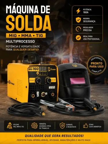 Máquina de Solda Easy MIG 160 Multiprocesso (MIG/MMA/TIG)+ Caixa de Eletrodo E6013