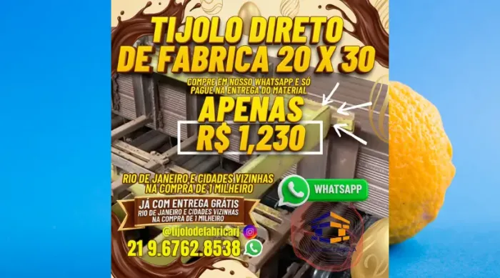 tijolo 8 furos 5 milheiros com entrega 