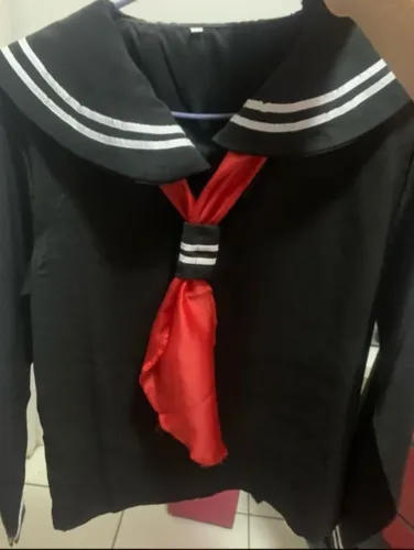 TAM M - blusa preta de marinheiro - uniforme anime japonês seifuku cosplay kawaii
