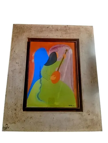 Aquarela original Djanira Mota 1952 amostra régua 71x59 cm