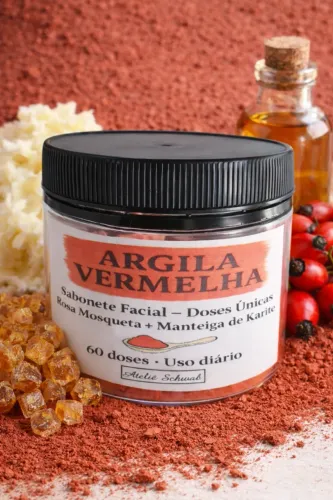 Sabonete Artesanal Facial Argila Vermelha - Rosa Mosqueta, Karité e Própolis | 60 Un