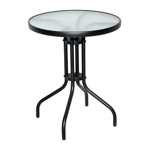 Mesa de vidro e cadeira de jardim