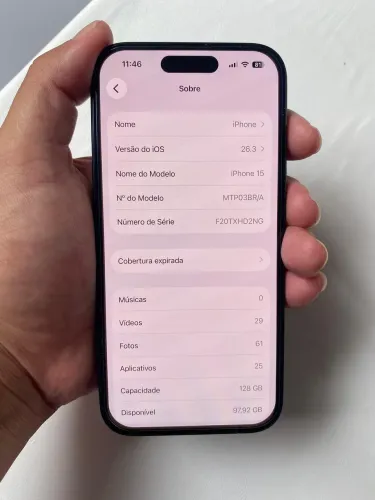 iPhone 15 normal sem marcas de uso, todo original, acompanha caixa, carregador e capinha
