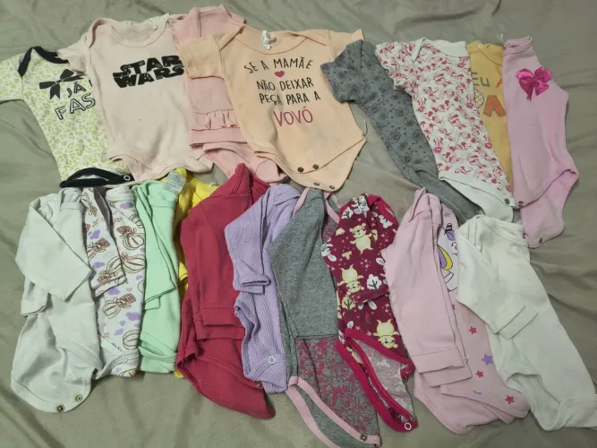 Lote bebê menina macacão e boddy