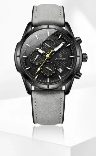 Relogio Esportivo POEDAGAR MILITARY GUNMETAL BLACK 692 Com Cronografos Puls NOBUCK Cinza