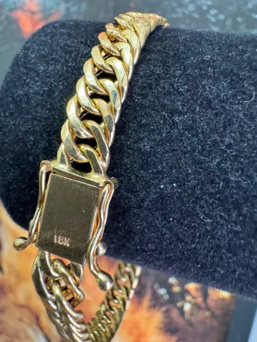 Pulseira Groumet de ouro 10.66g 18k procedência garantia eterna