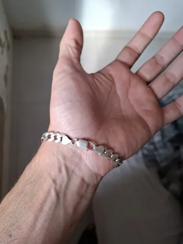 Pulseira Cubana, Prata 925 maciço, elo grumete