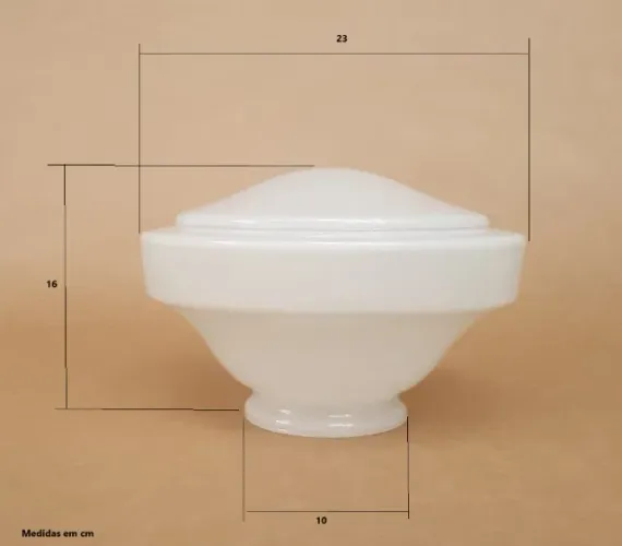 Vintage - Globo/lustre de teto anos 50/60 modelo Chapéu, em Opalina Leitosa