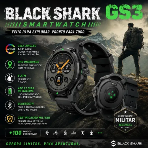 Smartwatch Black Shark GS3 - Tela AMOLED 1.43''