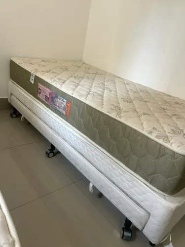 CAMA BOX SOLTEIRO CASTOR COM CAMA AUXILIAR E COLCHÃO