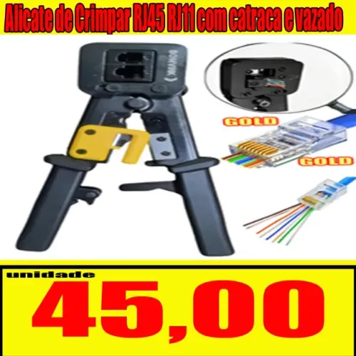 Alicate de Crimpar RJ45 RJ11 com catraca e vazado