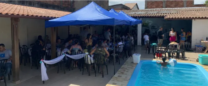 Tenda 3x3 azul para locação