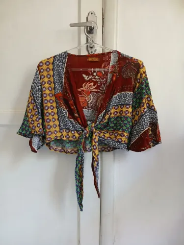 Cropped Estampado com Amarração (Tam P/M)