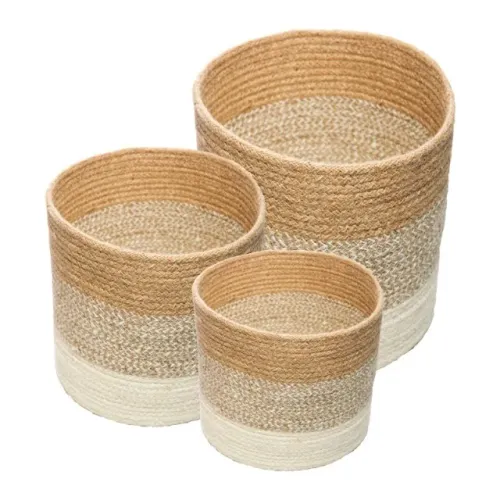 CONJUNTO 3 CESTOS ORGANIZADORES DE FIBRA NATURAL DEGRADÊ