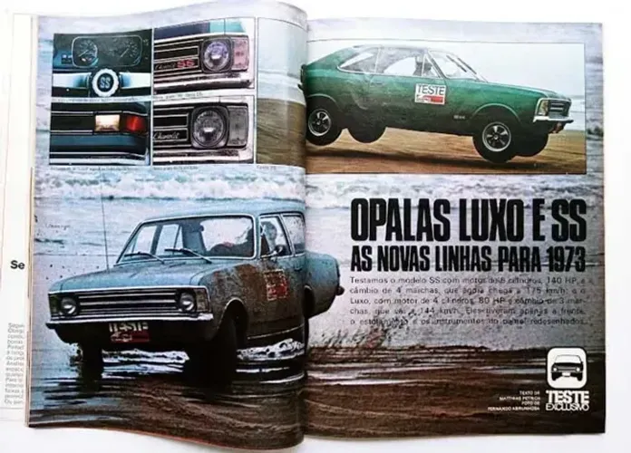 Opala Luxo 4 cil. e SS 6 cil. 1973 - Revista Quatro Rodas com teste