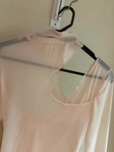 Blusa transparente manga longa decotada