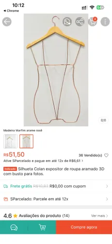 Cabide silhueta rose gold