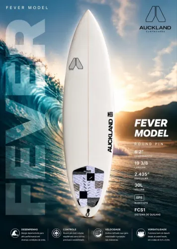 Prancha AUKLAND Ferver model 6?2 30L + quilhas solfins large