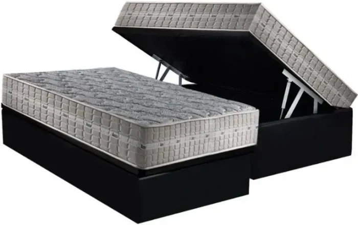 Cama Solteiro Completa Box Suede + Colchão