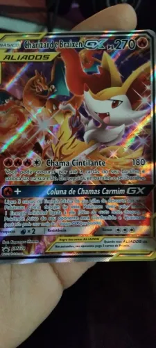 Carta pokemon charizard e braxien gx lp/mp