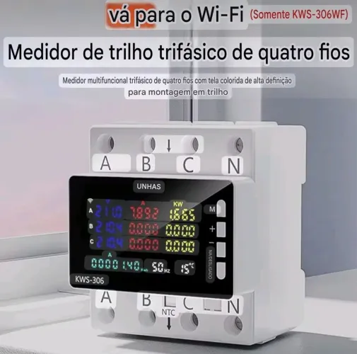 um Medidor de Energia Trifásico WiFi KWS-306