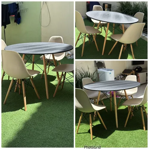 Mesa de Jantar Redonda 4 Lugares com 4 Cadeiras Estilo Eames - Excelente Estado