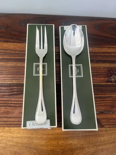 Garfo e colher de servir cristofoli prata