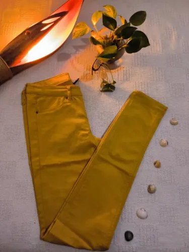 calça jeans feminina h&m divided amarela