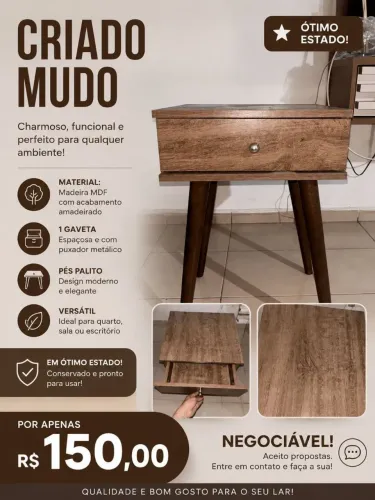 Vendo criado mudo 150,00 reais.