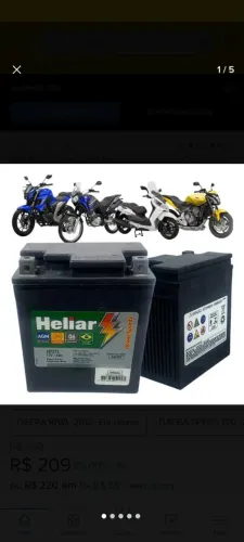 Bateria Heliar 7 ah motos fazer 250 cb300 tornado Twister 250 Lander Ténéré 250 crosser 