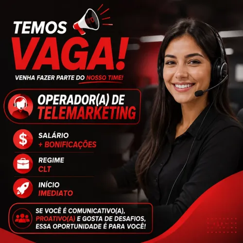 Vaga operador (a) de telemarketing