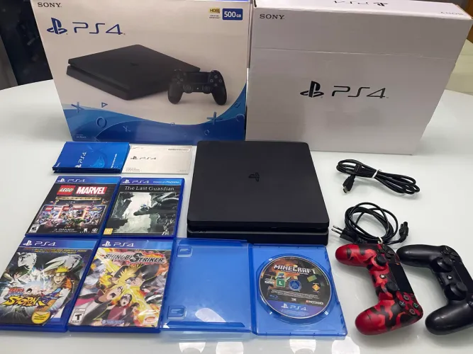 PS4 Slim 500 Gb perfeito e completo