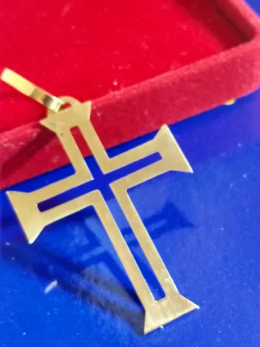 Pingente Cruz Ouro 18 Kilates Peso 1.00 Grama 14 mm