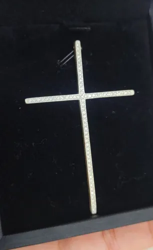 Crucifixo Palito GG c/ Zircônias Prata 925