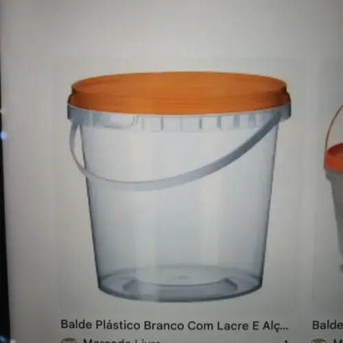 Balde com alça e lacre tampa laranja