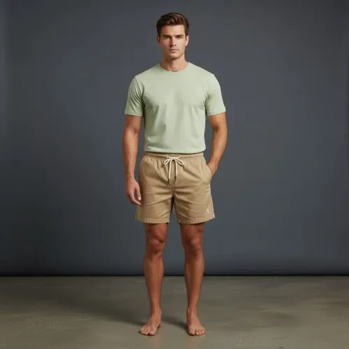 Conjunto Masculino Premium: Camiseta Algodão 100% + Short Linho Tecnológico
