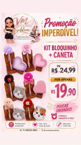 Kits promocional, bloquinho+ caneta, bloquinho + lápis, caneta e lápis