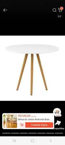 Mesa de Jantar Redonda Branca Para Apartamento e Ambientes Pequenos Moderno Sala MDF