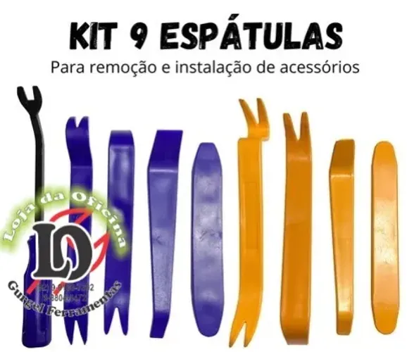 Kit com  espatulas com 5 azul e 4 laranja automotivas de painel remocao forro de porta - K