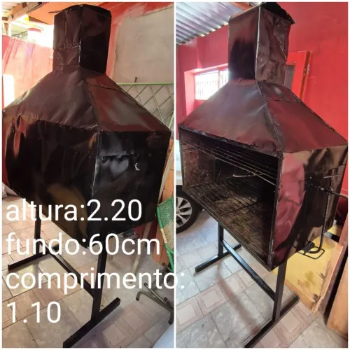 Churrasqueira grande com chaminé - ferro resistente