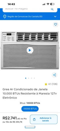 Ar condicionado de janela gree 10 mil btus
