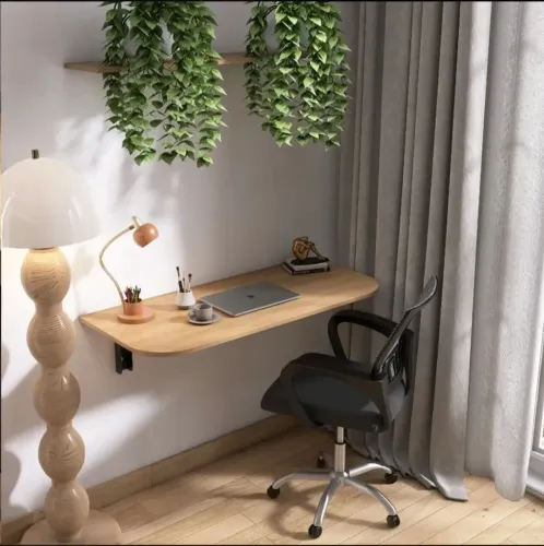 Mesa Dobrável Suspensa Madeira - Ideal p/ Estudo, Notebook ou Decoração