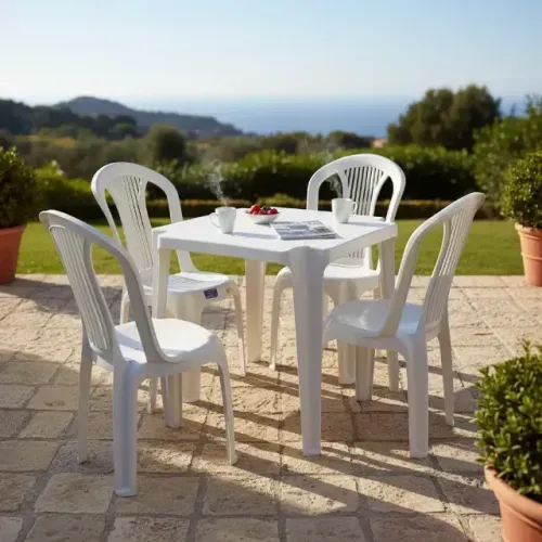 Conjunto de Mesa e 4 Cadeiras Bistro Branca KIT com 5 Conjuntos