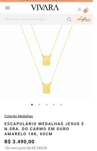 Escapulario ouro 18k Vivara 70cm