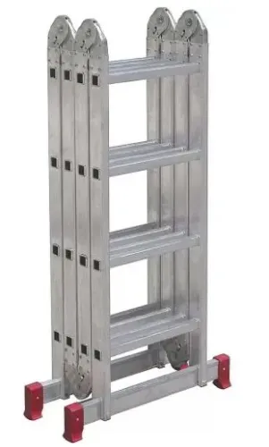 Escada Multifuncional De Alumínio 4x4 Com 16 Degraus Dobrável E Articulada