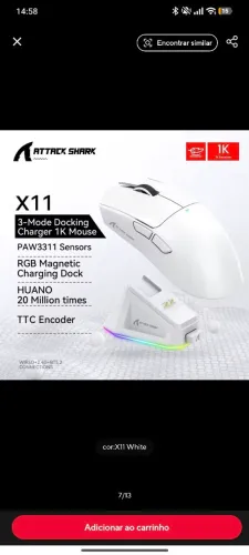 Mouse gamer attack shark x11 Branco
