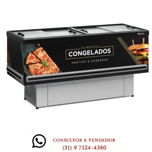 Ilha de Congelados 2M Vidro Reto Gelopar 127V
