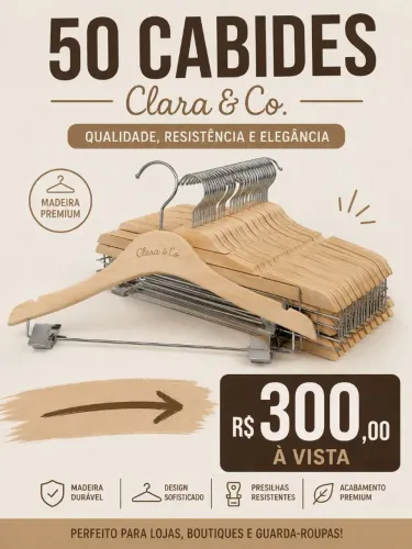 CABIDES DE MADEIRAS - LOTE COM 50 UNIDADES. 50 cabides de madeira da clara &  Co por $300
